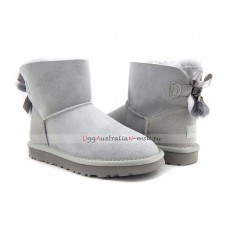 UGG MINI BAILEY BOW FUR BRUSH BOOT GREY VIOLET