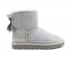 UGG MINI BAILEY BOW FUR BRUSH BOOT GREY VIOLET