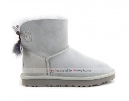 UGG MINI BAILEY BOW FUR BRUSH BOOT GREY VIOLET