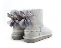 UGG MINI BAILEY BOW FUR BRUSH BOOT GREY VIOLET