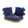 UGG MINI BAILEY BOW FUR BRUSH BOOT NAVY