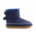 UGG MINI BAILEY BOW FUR BRUSH BOOT NAVY