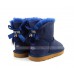 UGG MINI BAILEY BOW FUR BRUSH BOOT NAVY