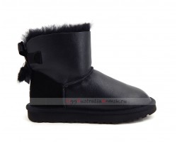 UGG MINI BAILEY BOW FUR BRUSH METALLIC BOOT BLACK