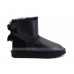 UGG MINI BAILEY BOW FUR BRUSH METALLIC BOOT BLACK