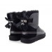 UGG MINI BAILEY BOW FUR BRUSH METALLIC BOOT BLACK