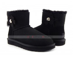 UGG MINI BAILEY BUTTON POPPY BOOT BLACK