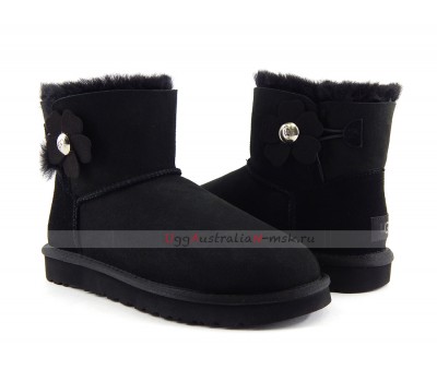 UGG MINI BAILEY BUTTON POPPY BOOT BLACK