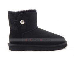 UGG MINI BAILEY BUTTON POPPY BOOT BLACK