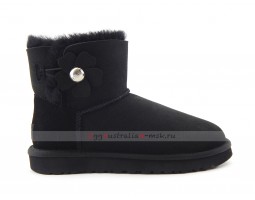 UGG MINI BAILEY BUTTON POPPY BOOT BLACK