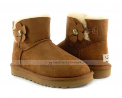 UGG MINI BAILEY BUTTON POPPY BOOT CHESTNUT