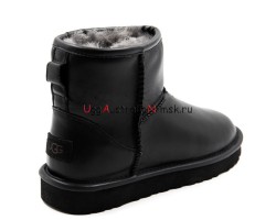 UGG WOMEN'S CLASSIC MINI II LEATHER BLACK 