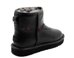 UGG WOMEN'S CLASSIC MINI II LEATHER BLACK 