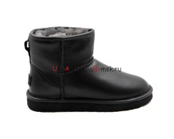 UGG WOMEN'S CLASSIC MINI II LEATHER BLACK 