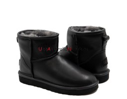 UGG WOMEN'S CLASSIC MINI II LEATHER BLACK 