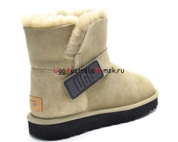 UGG MINI BAILEY LOGO STRAP SUEDE KHAKI