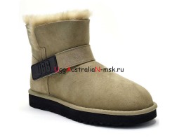 UGG MINI BAILEY LOGO STRAP SUEDE KHAKI