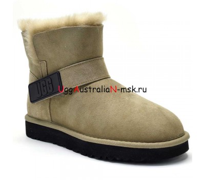 UGG MINI BAILEY LOGO STRAP SUEDE KHAKI