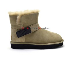 UGG MINI BAILEY LOGO STRAP SUEDE KHAKI