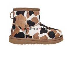 UGG CLASSIC MINI COW PRINT CHESTNUT