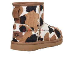 UGG CLASSIC MINI COW PRINT CHESTNUT