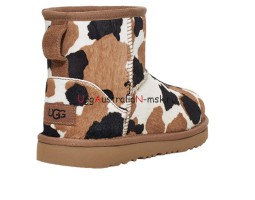 UGG CLASSIC MINI COW PRINT CHESTNUT