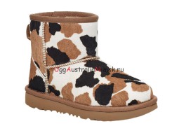 UGG CLASSIC MINI COW PRINT CHESTNUT