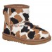 UGG CLASSIC MINI COW PRINT CHESTNUT