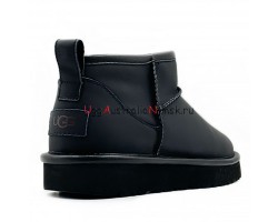 UGG CLASSIC ULTRA MINI LEATHER BLACK