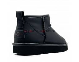 UGG CLASSIC ULTRA MINI LEATHER BLACK