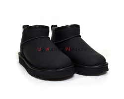 UGG CLASSIC ULTRA MINI LEATHER BLACK