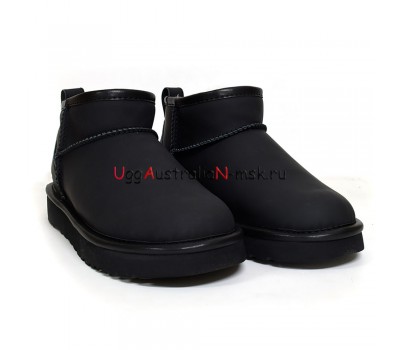 UGG CLASSIC ULTRA MINI LEATHER BLACK