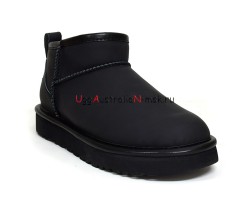 UGG CLASSIC ULTRA MINI LEATHER BLACK