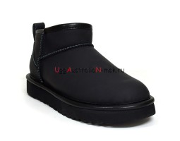 UGG CLASSIC ULTRA MINI LEATHER BLACK