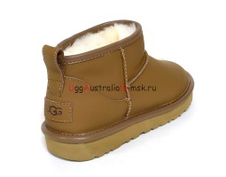 UGG CLASSIC ULTRA MINI LEATHER CHESTNUT