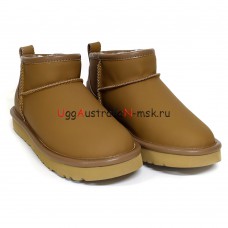 UGG CLASSIC ULTRA MINI LEATHER CHESTNUT