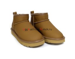 UGG CLASSIC ULTRA MINI LEATHER CHESTNUT