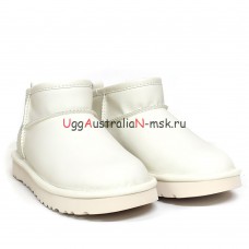 UGG CLASSIC ULTRA MINI LEATHER WHITE