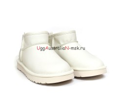 UGG CLASSIC ULTRA MINI LEATHER WHITE