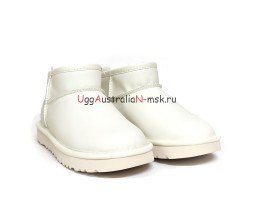 UGG CLASSIC ULTRA MINI LEATHER WHITE
