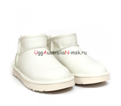 UGG CLASSIC ULTRA MINI LEATHER WHITE