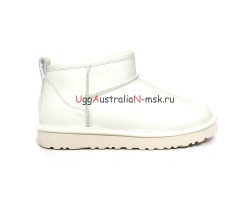 UGG CLASSIC ULTRA MINI LEATHER WHITE