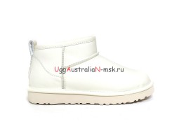 UGG CLASSIC ULTRA MINI LEATHER WHITE