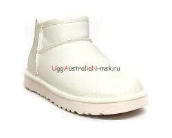 UGG CLASSIC ULTRA MINI LEATHER WHITE