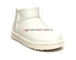 UGG CLASSIC ULTRA MINI LEATHER WHITE