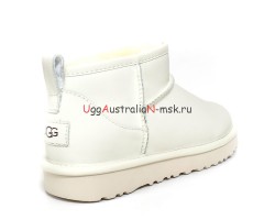 UGG CLASSIC ULTRA MINI LEATHER WHITE