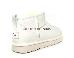 UGG CLASSIC ULTRA MINI LEATHER WHITE