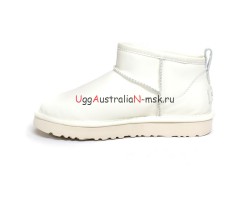 UGG CLASSIC ULTRA MINI LEATHER WHITE