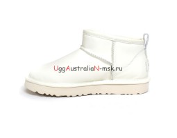 UGG CLASSIC ULTRA MINI LEATHER WHITE