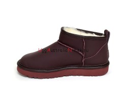 UGG CLASSIC ULTRA MINI LEATHER WINE RED